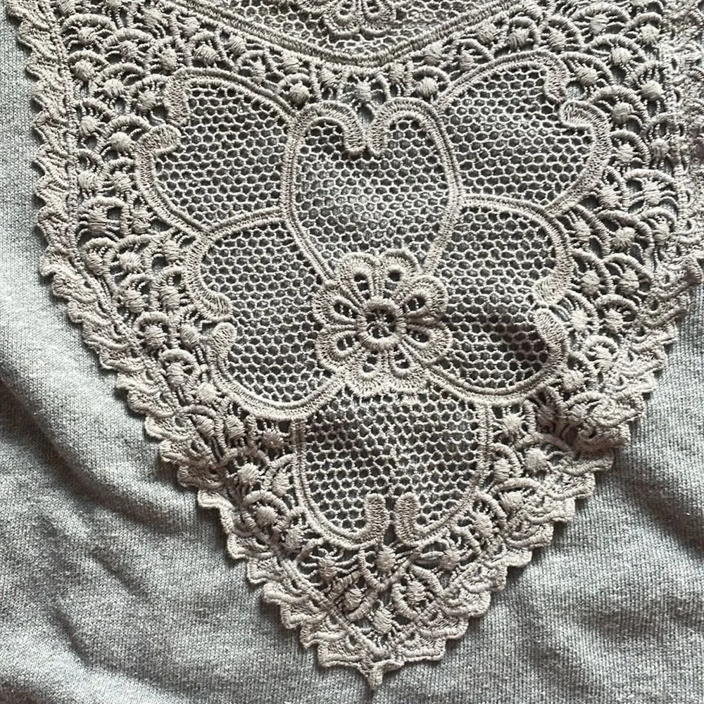 Anthropologie Lili’s Closet Gray Crotchet Pullover